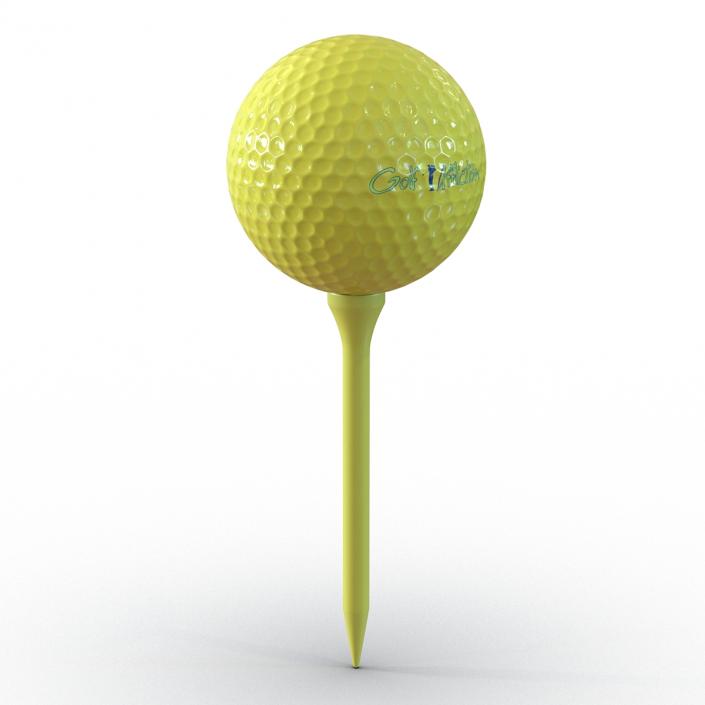 Golf Ball and Tee Yellow 3D model