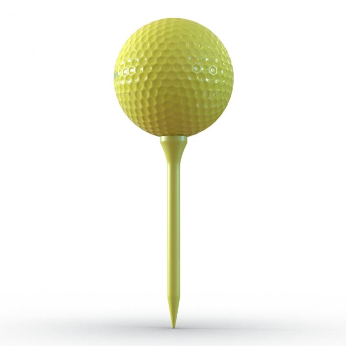 Golf Ball and Tee Yellow 3D model