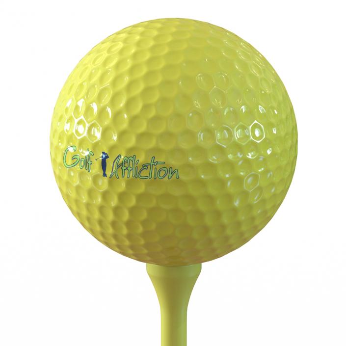 Golf Ball and Tee Yellow 3D model