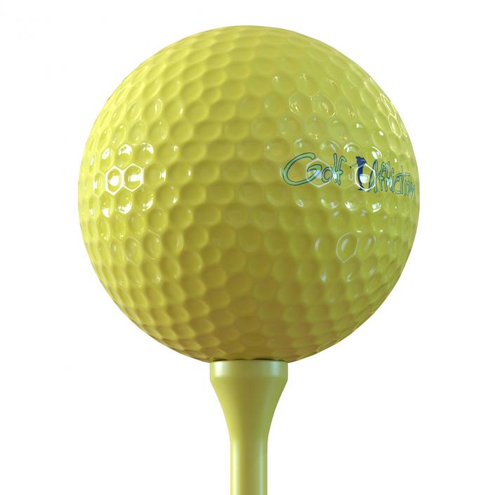 Golf Ball and Tee Yellow 3D model