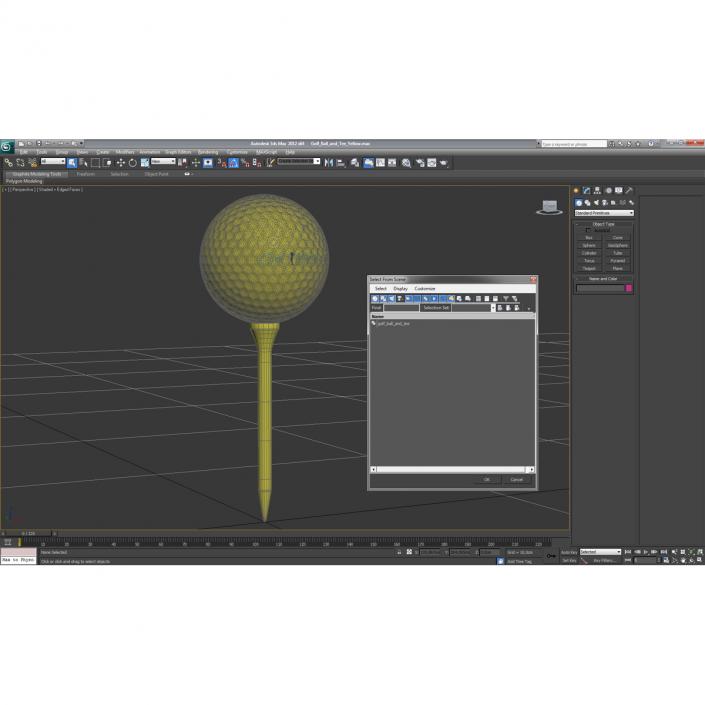 Golf Ball and Tee Yellow 3D model