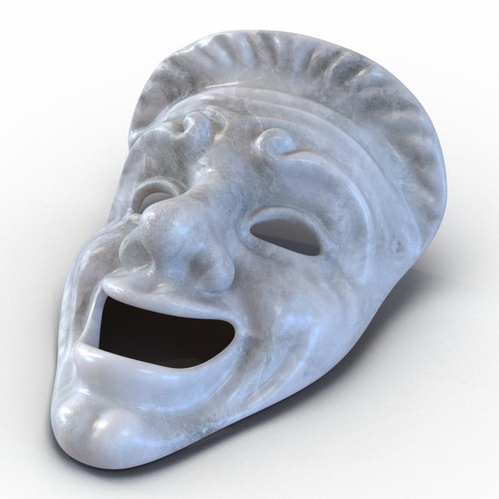 Theatre Comedy Mask White Marble 3D