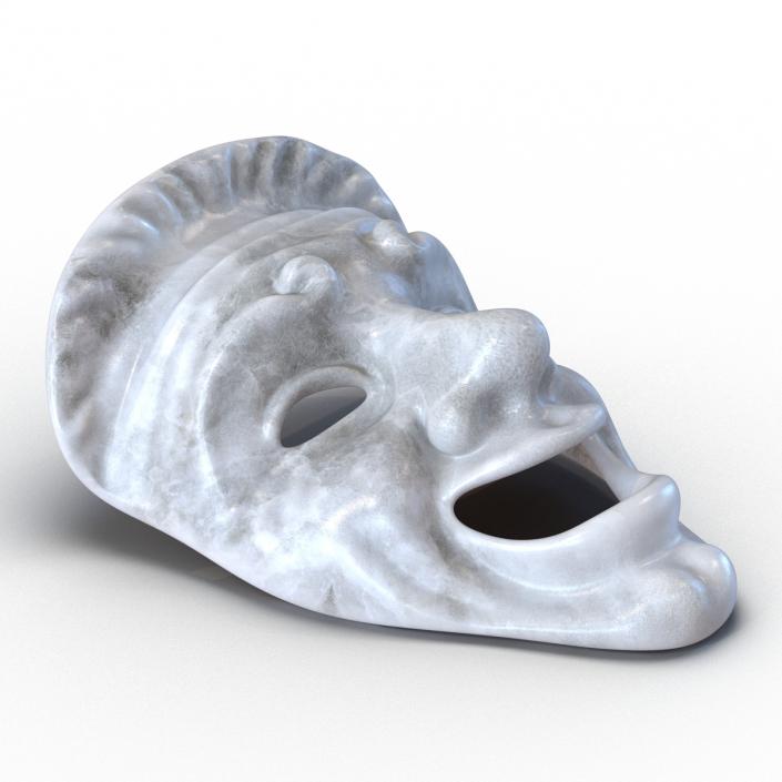 Theatre Comedy Mask White Marble 3D