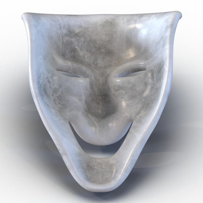 Theatre Comedy Mask White Marble 3D