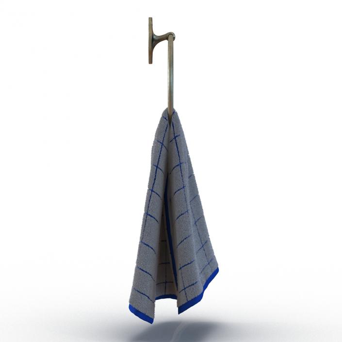 3D Hanging Bathroom Towel 2 Blue with Fur model