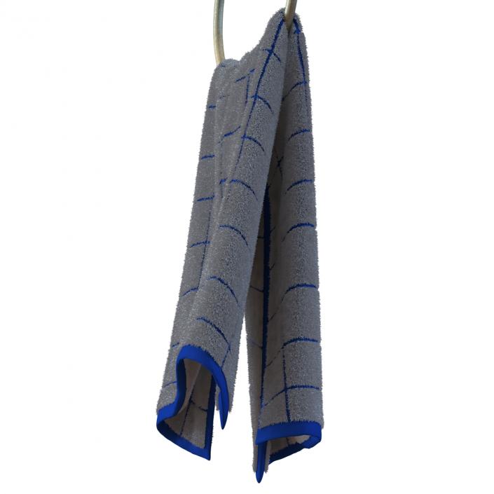 3D Hanging Bathroom Towel 2 Blue with Fur model