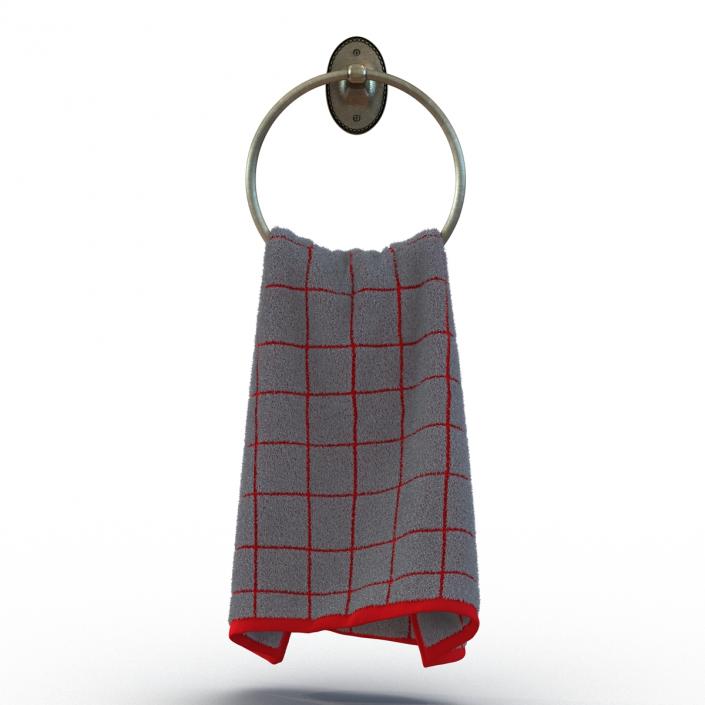 Hanging Bathroom Towel 2 Red with Fur 3D