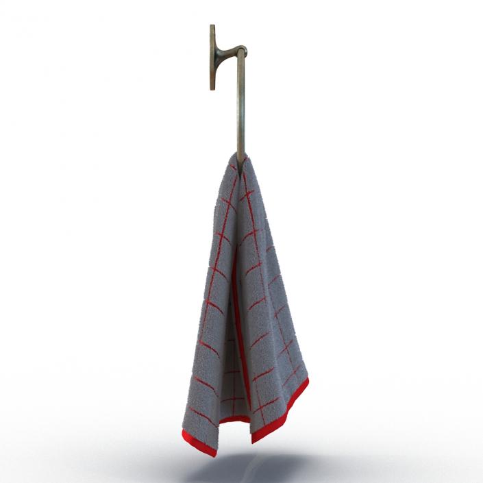 Hanging Bathroom Towel 2 Red with Fur 3D