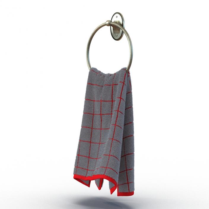 Hanging Bathroom Towel 2 Red with Fur 3D