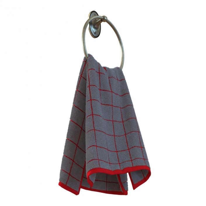 Hanging Bathroom Towel 2 Red with Fur 3D