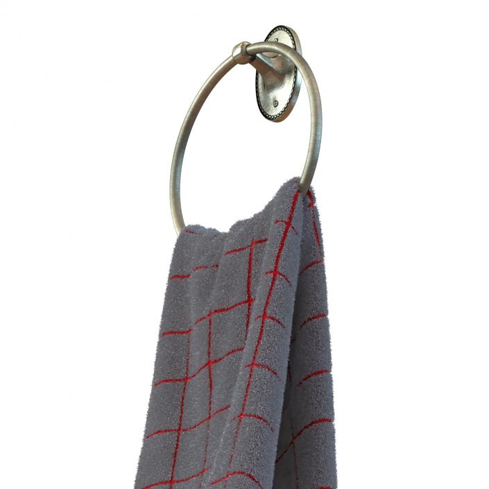 Hanging Bathroom Towel 2 Red with Fur 3D