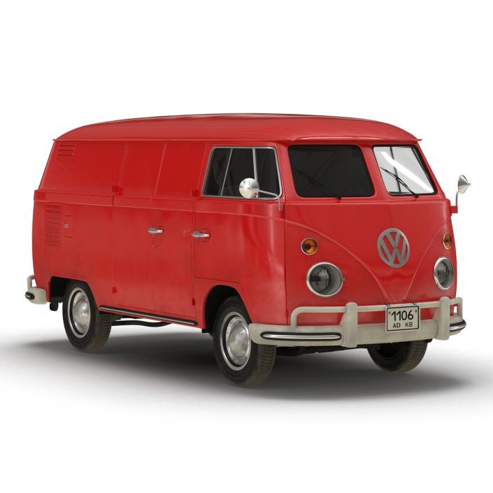 Volkswagen Type 2 Panel Van Simple Interior Red 3D