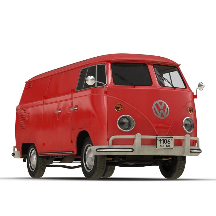 Volkswagen Type 2 Panel Van Simple Interior Red 3D