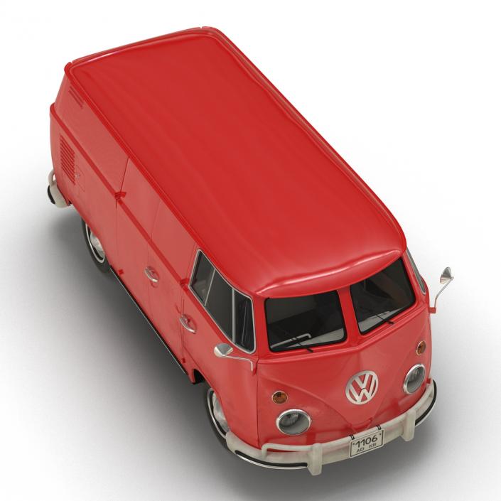 Volkswagen Type 2 Panel Van Simple Interior Red 3D