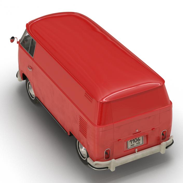 Volkswagen Type 2 Panel Van Simple Interior Red 3D