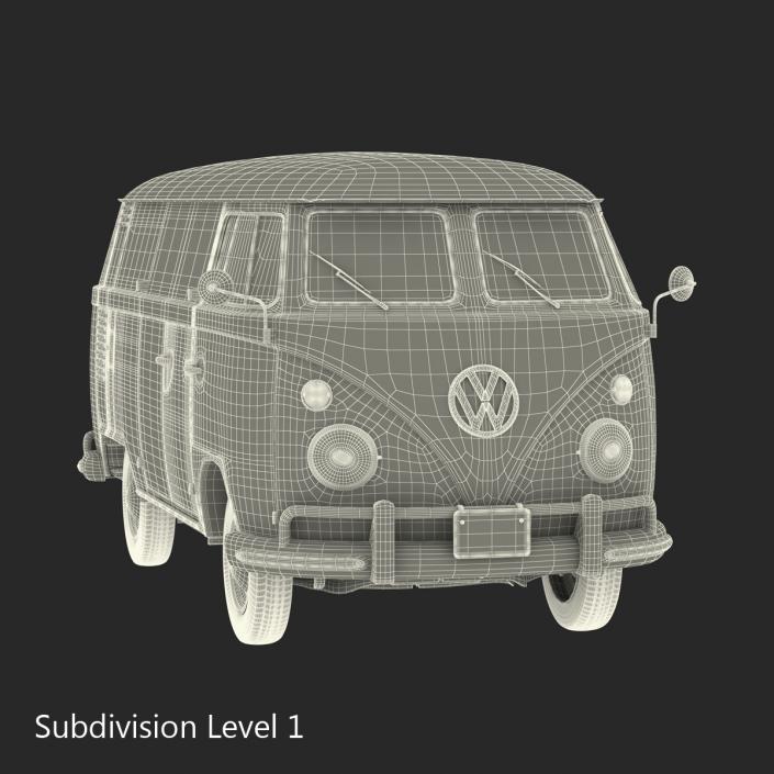 Volkswagen Type 2 Panel Van Simple Interior Red 3D