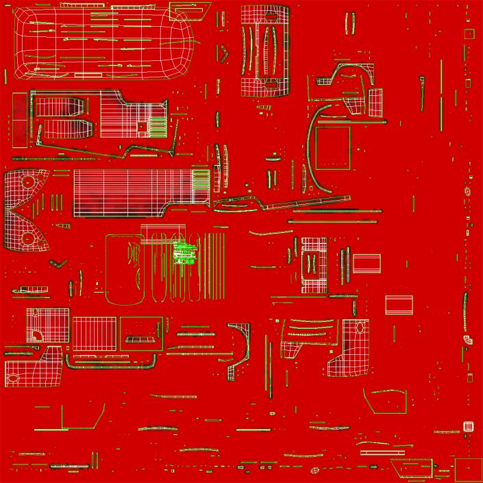 Volkswagen Type 2 Panel Van Simple Interior Red 3D