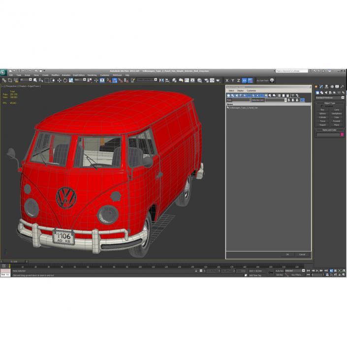 Volkswagen Type 2 Panel Van Simple Interior Red 3D