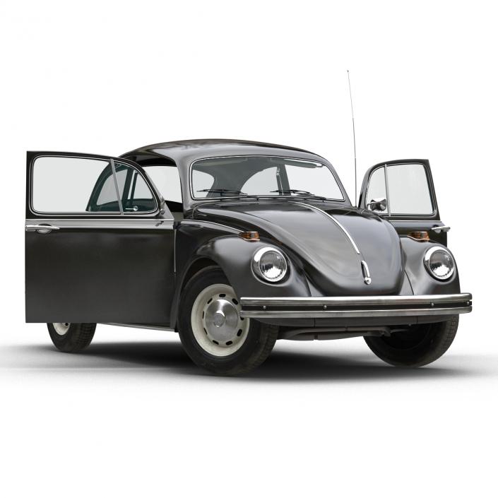 3D model Volkswagen Beetle 1966 Rigged Black