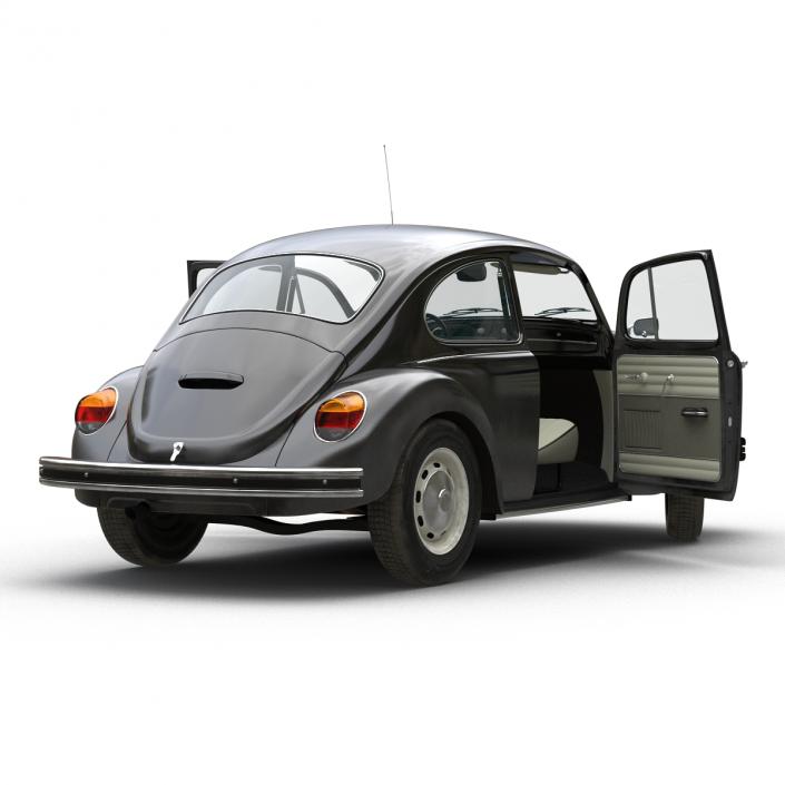 3D model Volkswagen Beetle 1966 Rigged Black