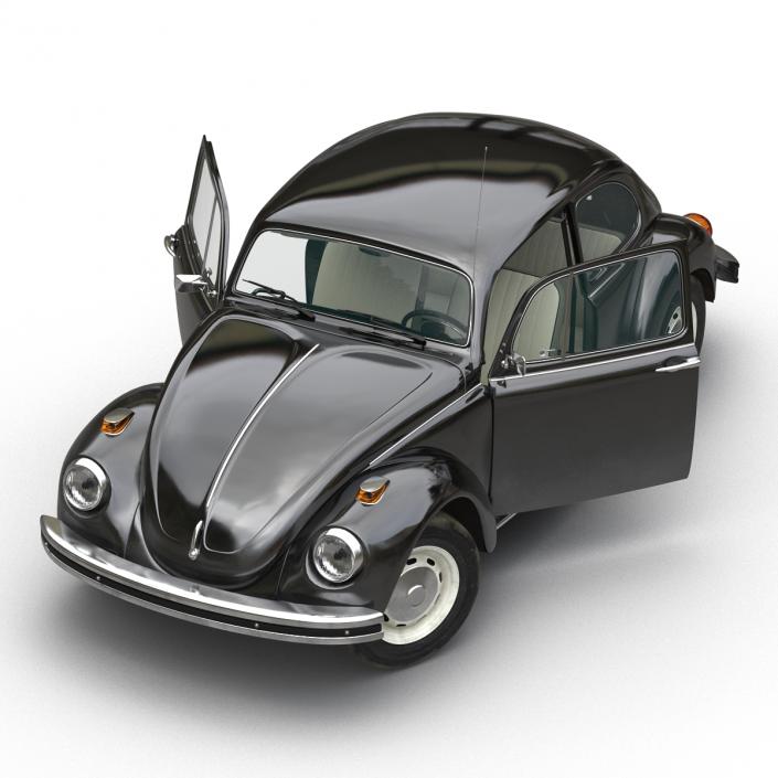 3D model Volkswagen Beetle 1966 Rigged Black