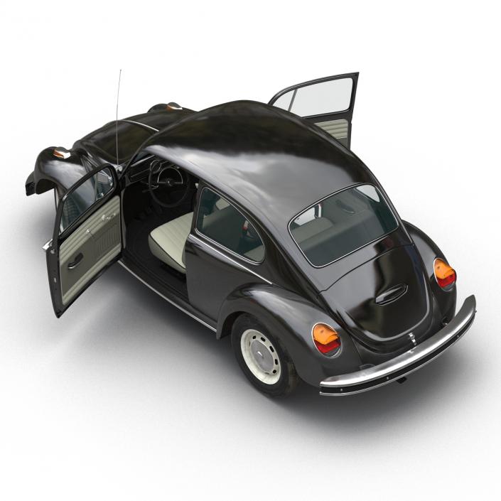 3D model Volkswagen Beetle 1966 Rigged Black