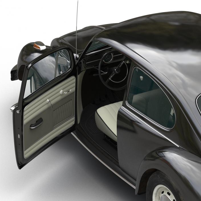 3D model Volkswagen Beetle 1966 Rigged Black