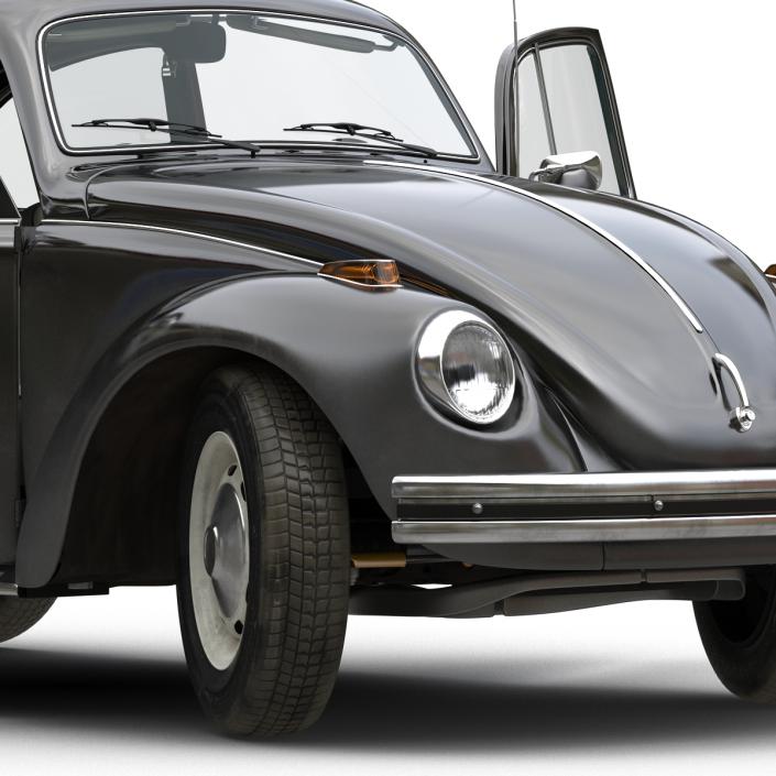 3D model Volkswagen Beetle 1966 Rigged Black