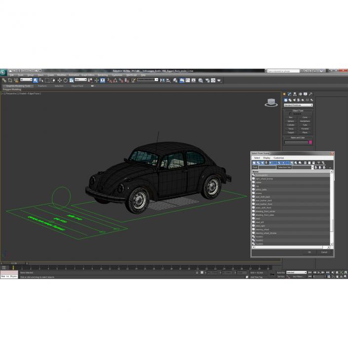 3D model Volkswagen Beetle 1966 Rigged Black