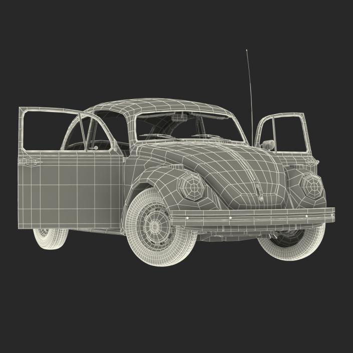 3D model Volkswagen Beetle 1966 Rigged Black