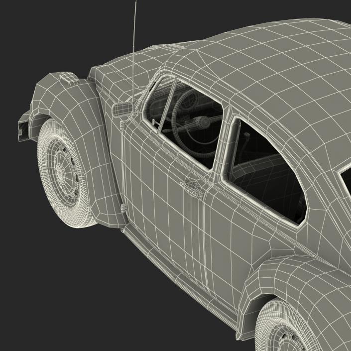 3D model Volkswagen Beetle 1966 Rigged Black