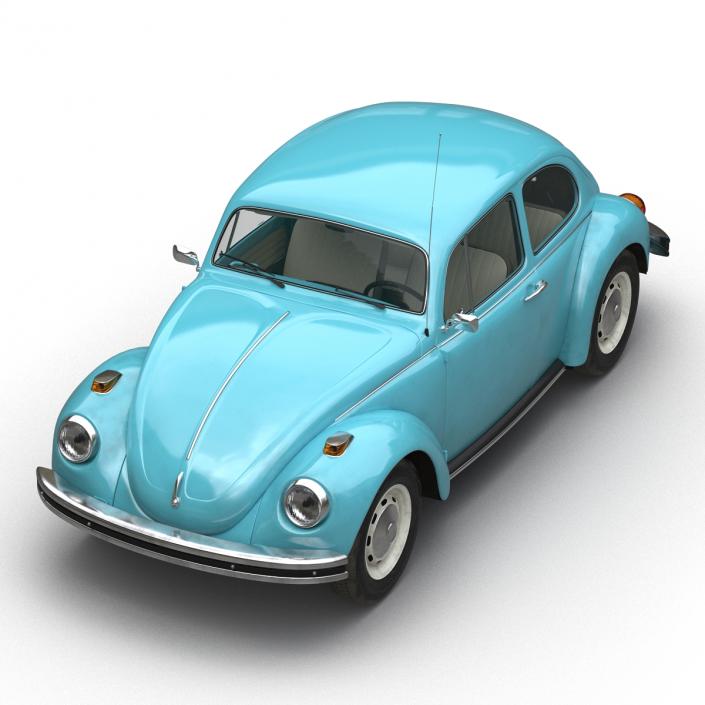 3D Volkswagen Beetle 1966 Simple Interior Blue model