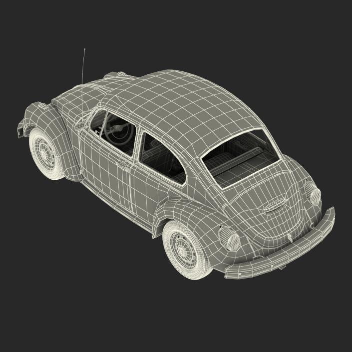 3D Volkswagen Beetle 1966 Rigged Blue 2