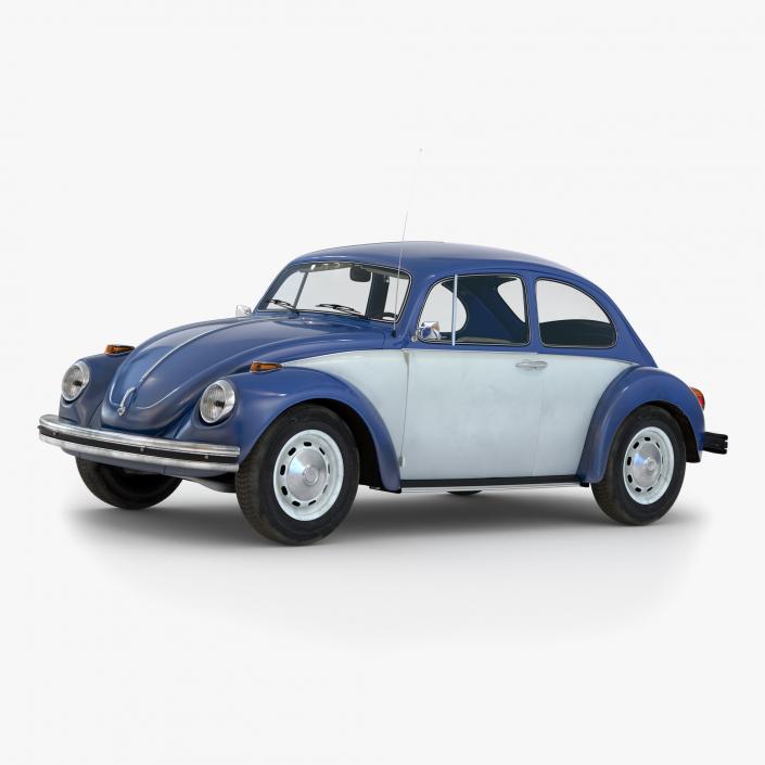 3D model Volkswagen Beetle 1966 Simple Interior Blue 2