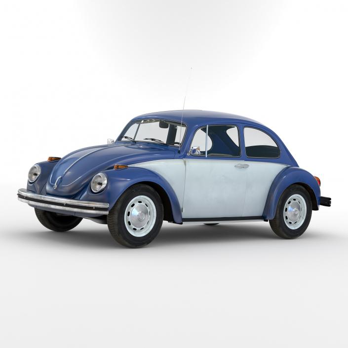 3D model Volkswagen Beetle 1966 Simple Interior Blue 2