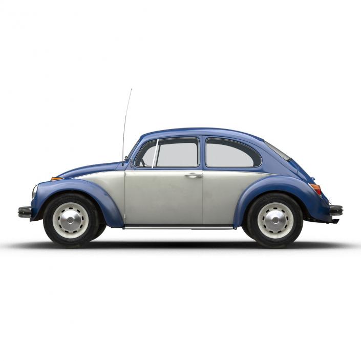 3D model Volkswagen Beetle 1966 Simple Interior Blue 2