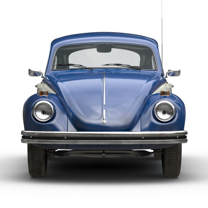 3D model Volkswagen Beetle 1966 Simple Interior Blue 2