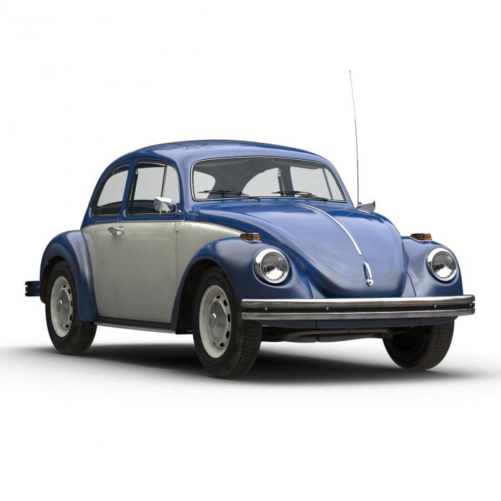 3D model Volkswagen Beetle 1966 Simple Interior Blue 2