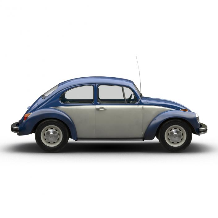 3D model Volkswagen Beetle 1966 Simple Interior Blue 2