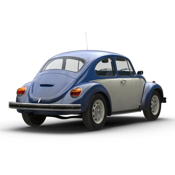 3D model Volkswagen Beetle 1966 Simple Interior Blue 2