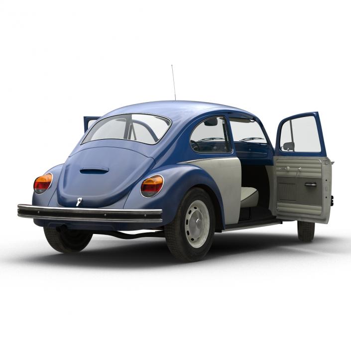 3D model Volkswagen Beetle 1966 Simple Interior Blue 2