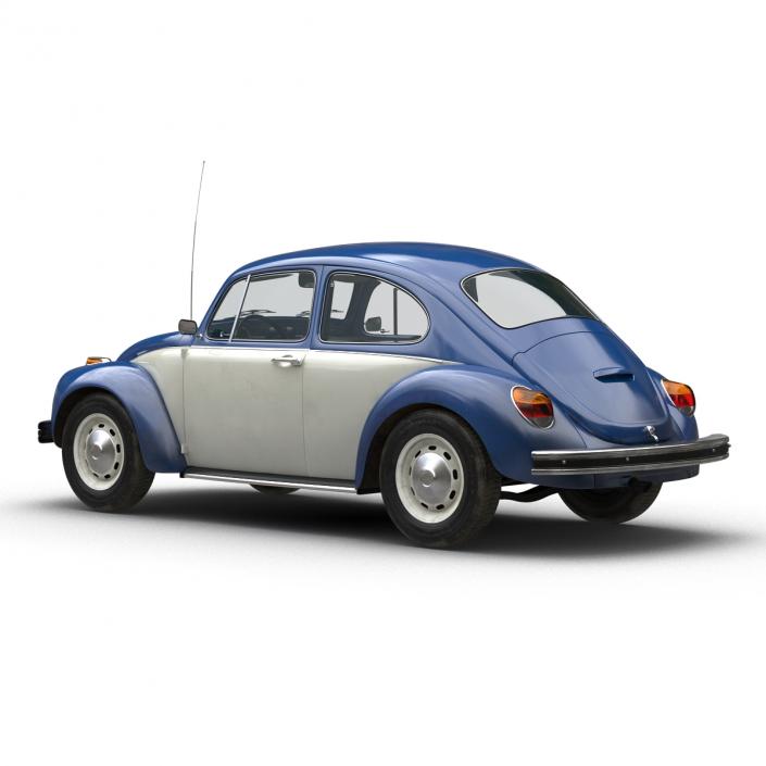 3D model Volkswagen Beetle 1966 Simple Interior Blue 2