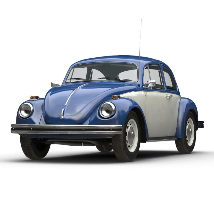 3D model Volkswagen Beetle 1966 Simple Interior Blue 2