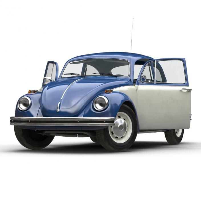 3D model Volkswagen Beetle 1966 Simple Interior Blue 2