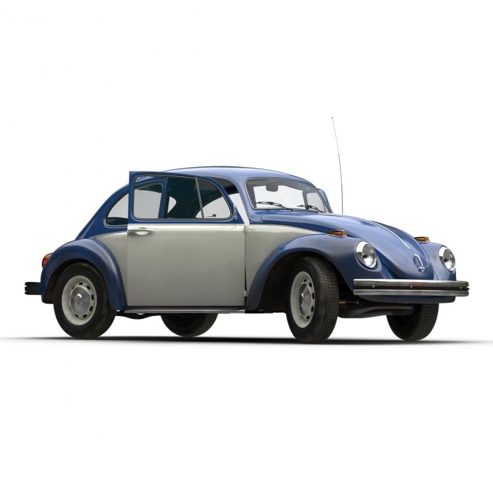 3D model Volkswagen Beetle 1966 Simple Interior Blue 2