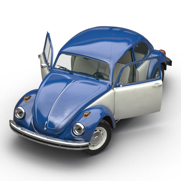 3D model Volkswagen Beetle 1966 Simple Interior Blue 2