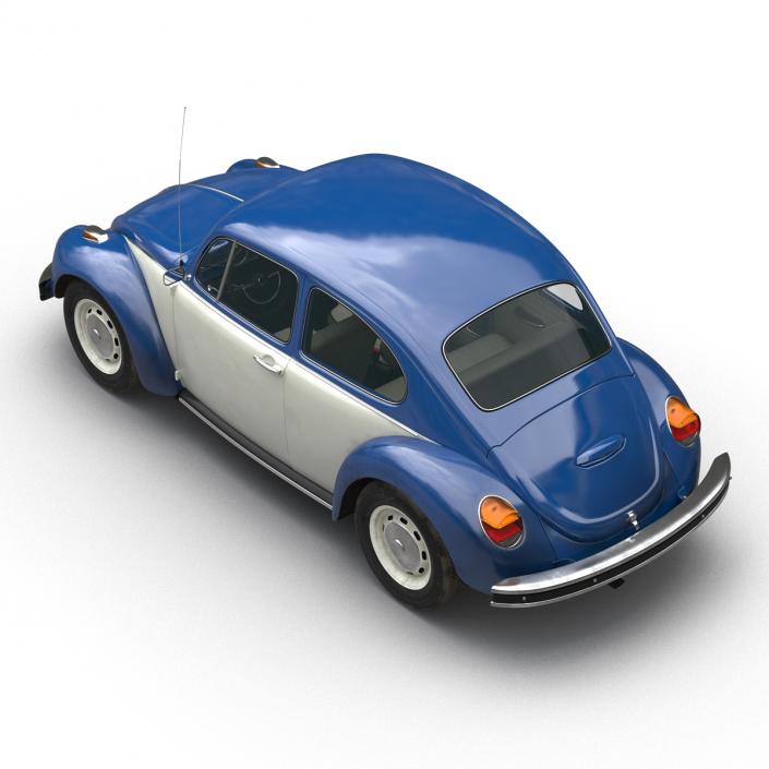 3D model Volkswagen Beetle 1966 Simple Interior Blue 2