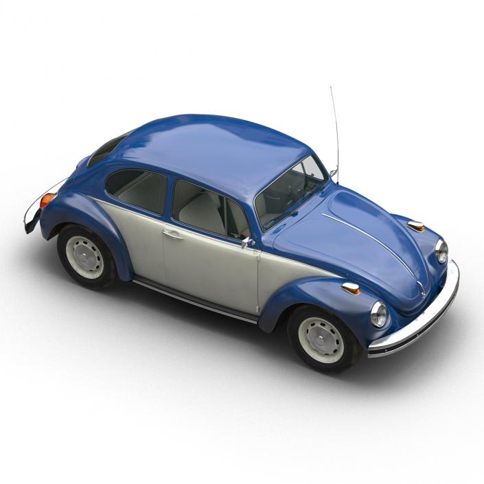 3D model Volkswagen Beetle 1966 Simple Interior Blue 2