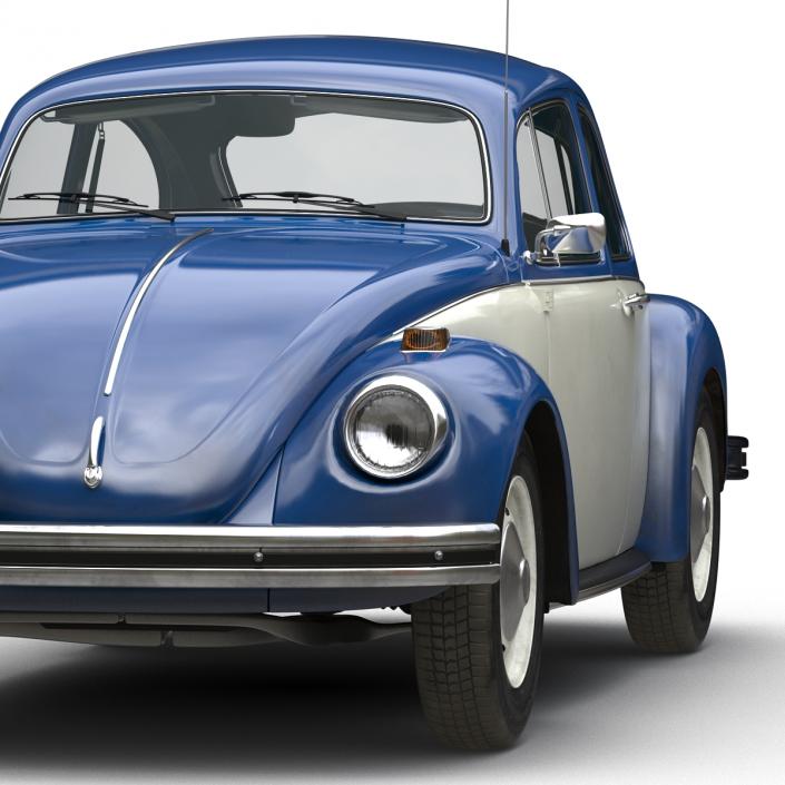 3D model Volkswagen Beetle 1966 Simple Interior Blue 2