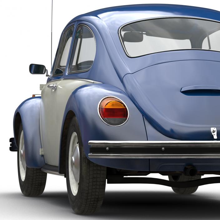 3D model Volkswagen Beetle 1966 Simple Interior Blue 2